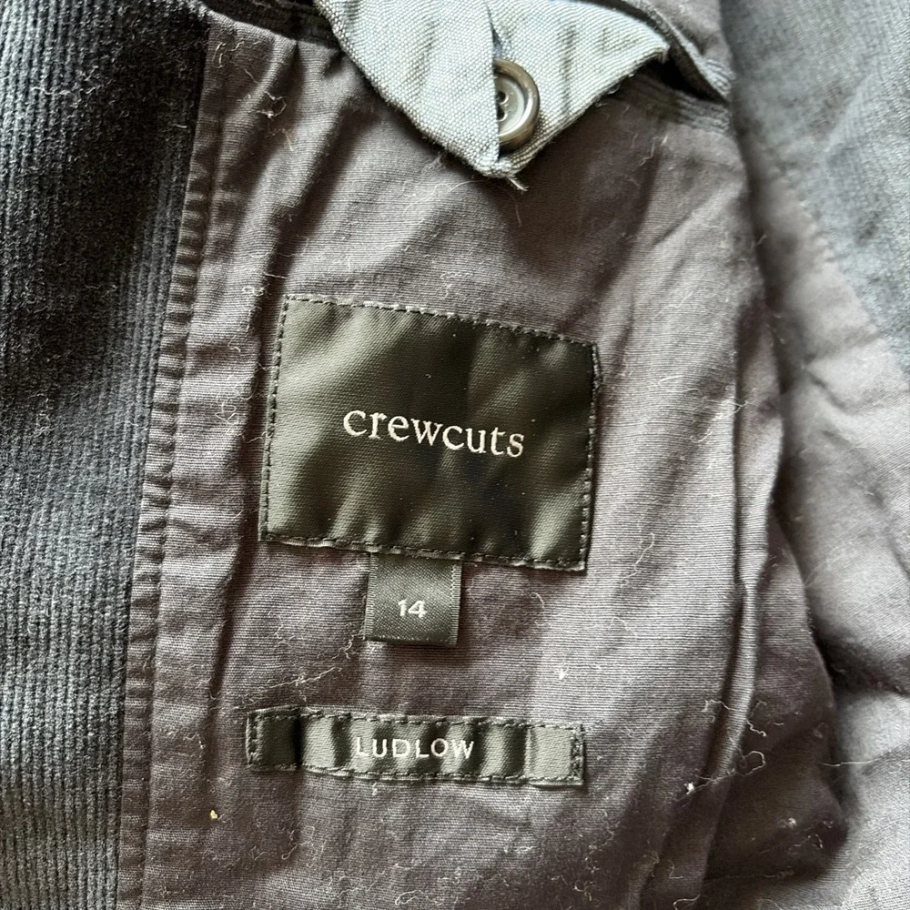 J Crew Crewcuts Ludlow Blazer Boy's 14 Jacket Sports Coat Black Corduroy Preppy